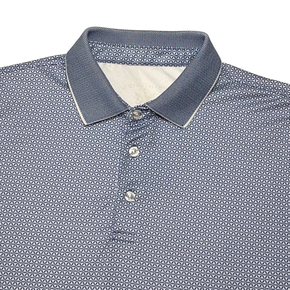 Hickey Freeman Polo Shirt Mens L Blue Geometric Starburst Performance Golf Core